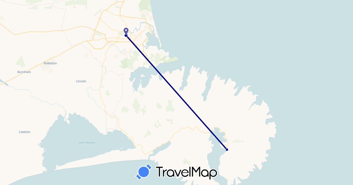TravelMap itinerary: driving, plane in New Zealand (Oceania)